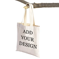 Customized Women Shopper Bags Tote Bag with Print Logo Custom Your Pictures Fashion Canvas Shopping Shoulder Bag Drop Shipping