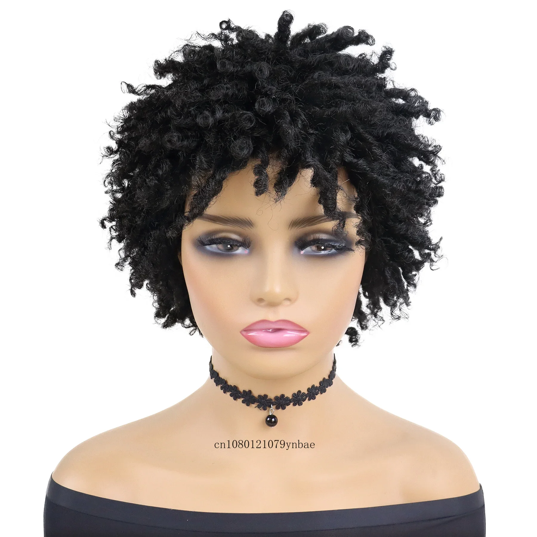 Peluca sintética rizada Afro negra corta para mujer, trenzas de ganchillo, estilo africano, resistente al calor, disfraz de fiesta diaria