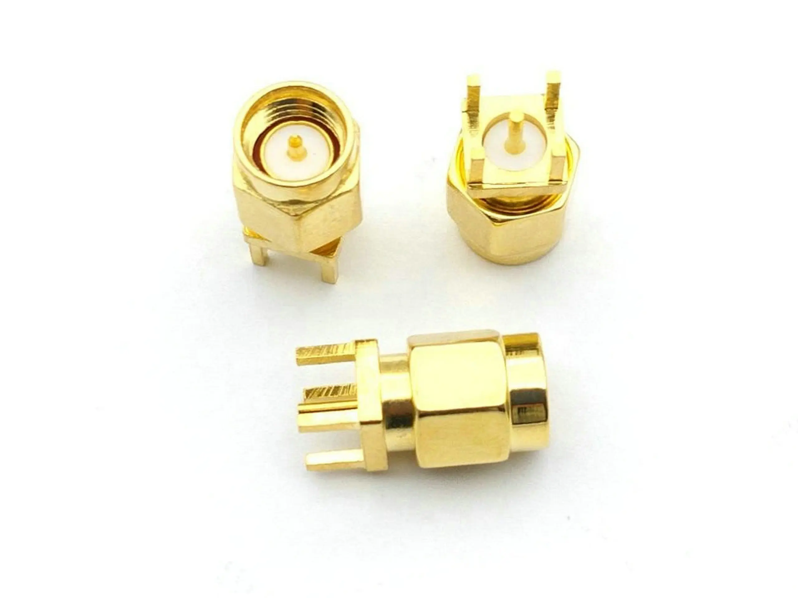 bronze sma macho plug center solda para montagem pcb rf conector adaptador 100 pecas de 01