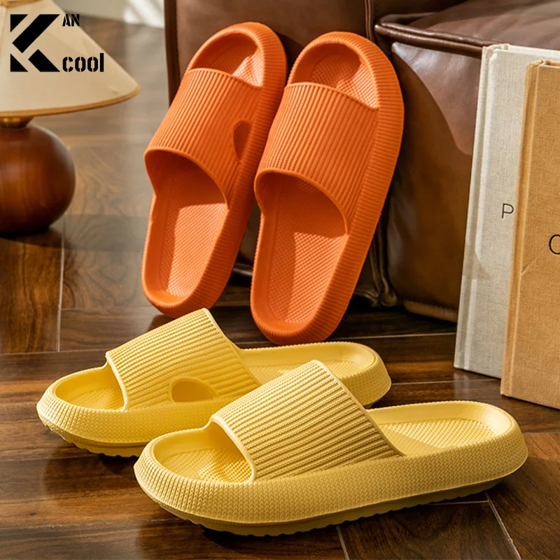 New Thick Platform Pillow Bathroom Home Slippers Women Fashion Soft Sole EVA Indoor Slides Sandals Summer Non-slip Flip Flops