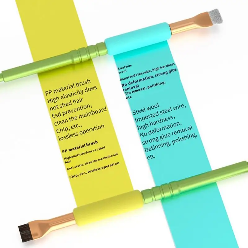 2PCS Motherboard Chip Glue Removal Brush Steel Bristle Brush Anti-Static Bristle Brush For Mobile Phone Pad Cleaning Brush