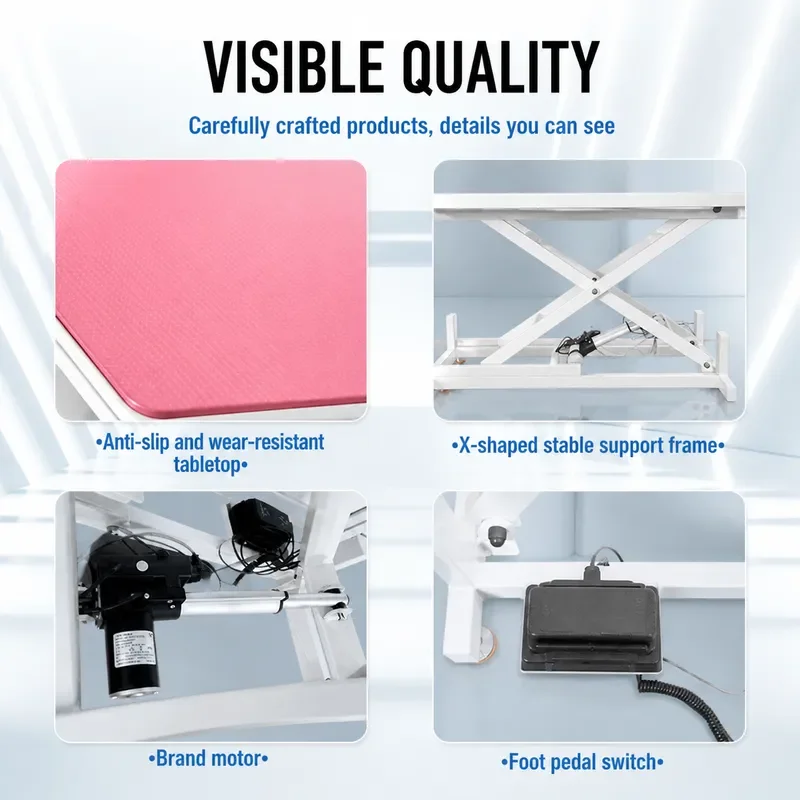 Pink Hydraulic Lift Pet Grooming Table Rotating Beauty Station for Medium Dogs Puppy Blowing Shearing Care