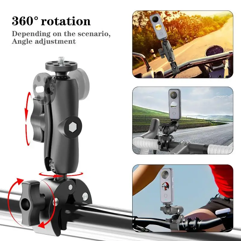 Sports Camera Double Clip Crab Clamp For Motorcycle Bike Handlebar Clip Bracket For Insta360 One X2 X3 Camera Accessory