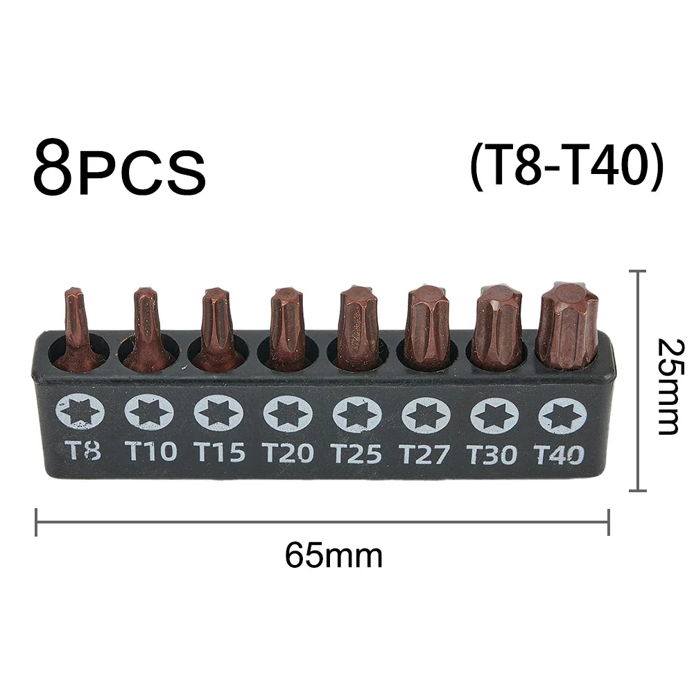 8-teiliges PH-/Torx-/Stern-Schraubendreher-Bit-Set, 25 mm Kreuz, sechseckig, mit Bithalter, 1/4 Zoll Sechskant, Shand-Sicherheits-Magnetschrauber-Bit