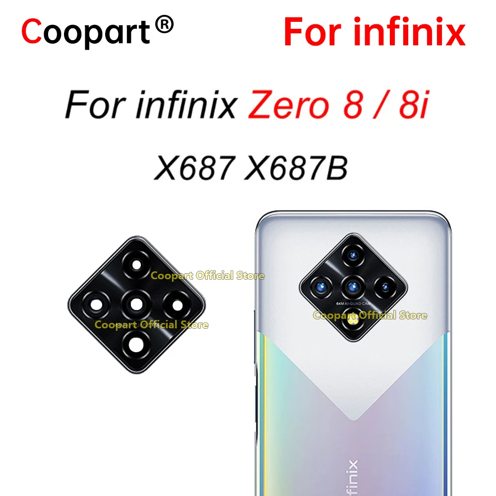 For infinix Zero 8 8i X687 X687B Rear Back Camera Lens Glass Replacement + Adhesive Sticker Replacement Parts