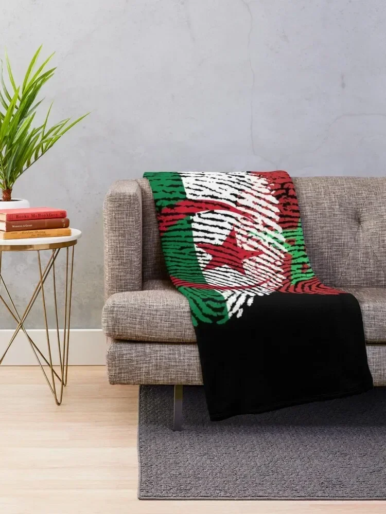 AlgeriaMorocco Flags Fingerprint united Throw Blanket Thermals For Travel Decorative Throw Sofas Blankets