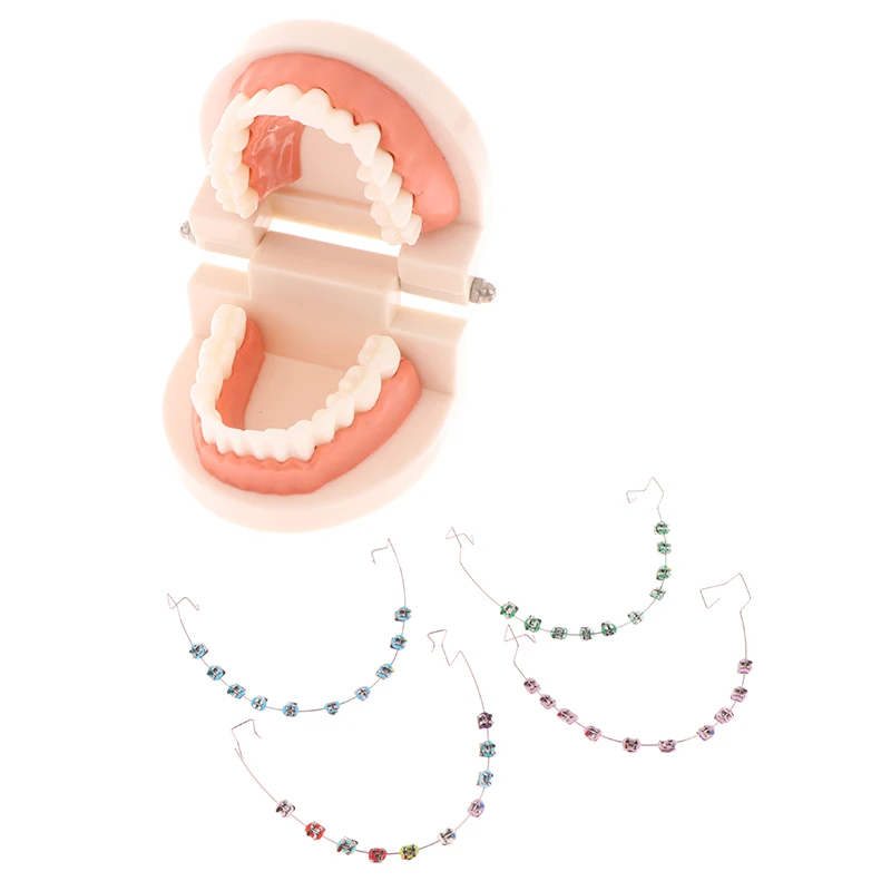 2PCS Temporary Tooth Decoration With Metal Wires Colorful Metal Bracket And Orthodontic Ligature Ties Dental Decorations