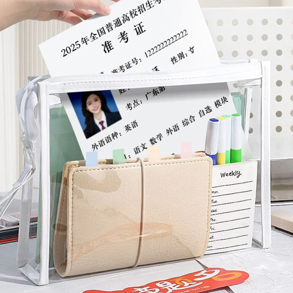1pc Durable PVC Clear Storage Bag With Handle Large Capacity Document Bag Waterproof Pen Bag Gift