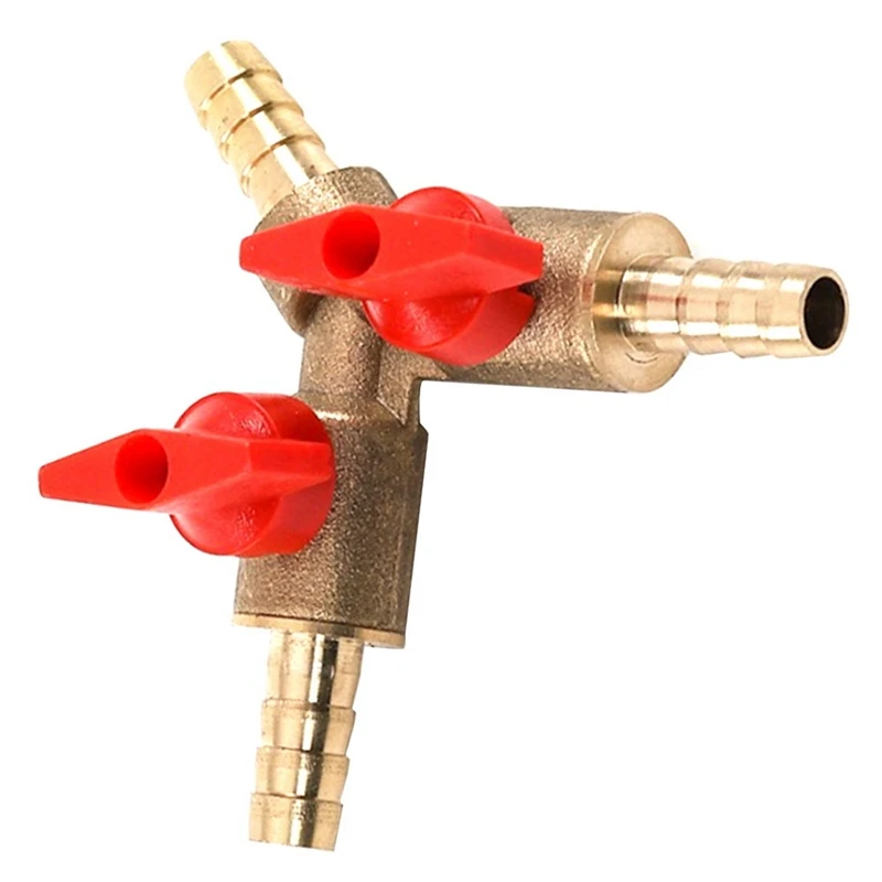 4Pcs 3 Way Shut Off Ball Valve / Valve Clamp Fitting Hose Barb Fuel Gas 8mm Brass Y Type Ball Valve for Garden Tool-A69M view 2
