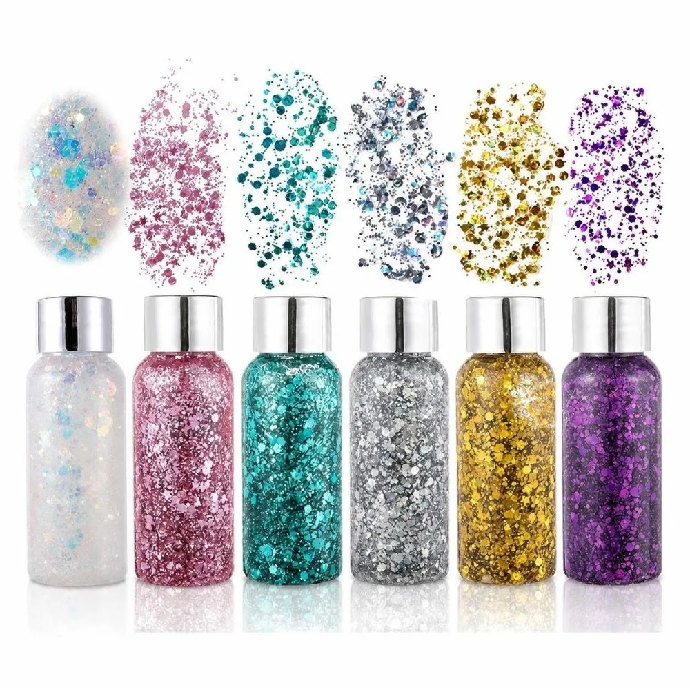 Gel, Sequins Face & Body Glitters Nail Hair Face Body Decoration Artistic Makeup Art Sequins Gel Nine Colors Makeup Glitter Gel