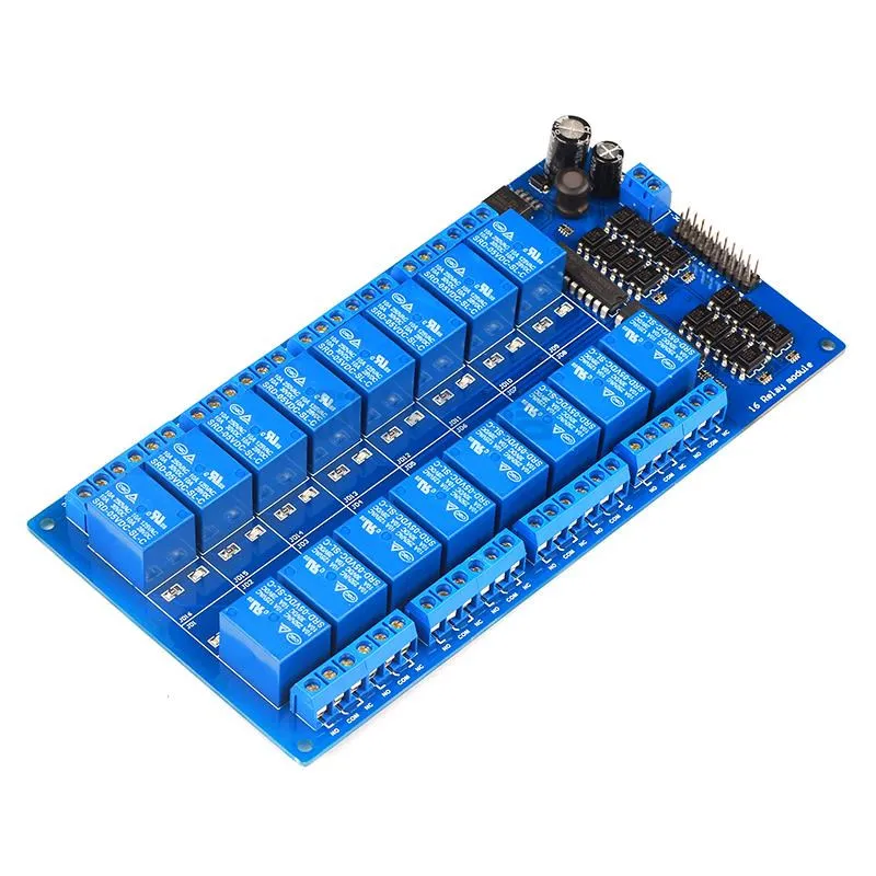 16-Channel Relay Module 5V 12V 24V Control Board with Optocoupler Protection with LM2596 Power Supply, Relay
