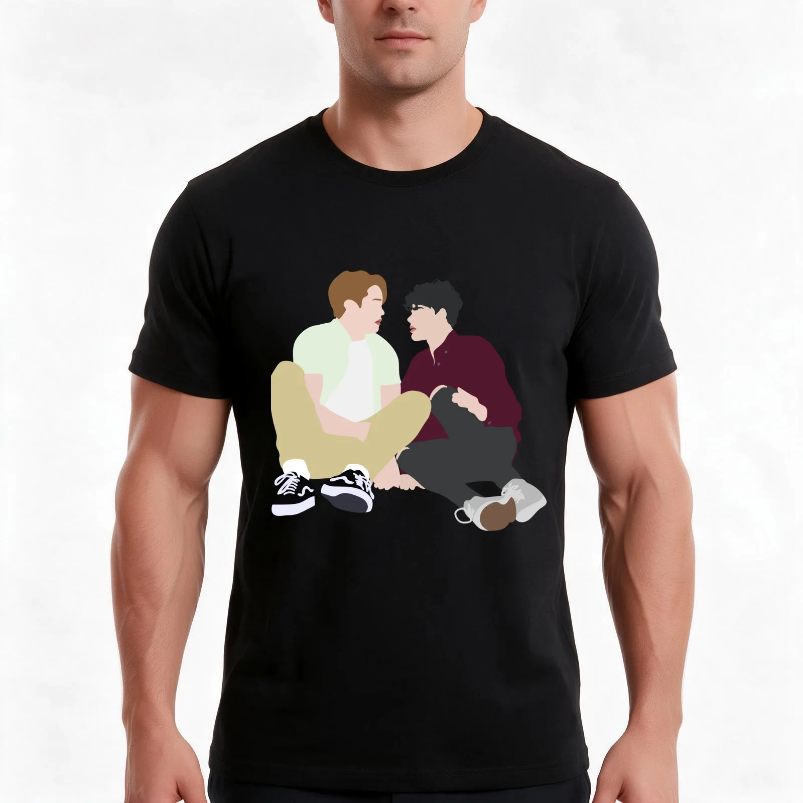 would you kiss me? yeah. T-Shirt, Summer Casual Cotton Tee, Oversized Streetwear Tops, Vintage Graphic Print, Unisex Men Women