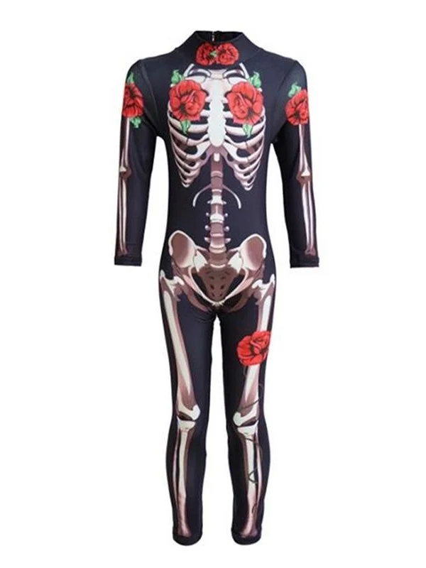 

Костюм-комбинезон с принтом скелета на Хэллоуин, эластичный, облегающий, цельный, для женских костюмированных вечеринок, сценических выступлений, традиционный ханьфу
