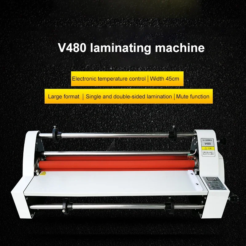 Upgrade V480 Paper Laminating Machine A2 Electronic Control Cold Hot Mounting Double Format 450mm Small Laminating Machine