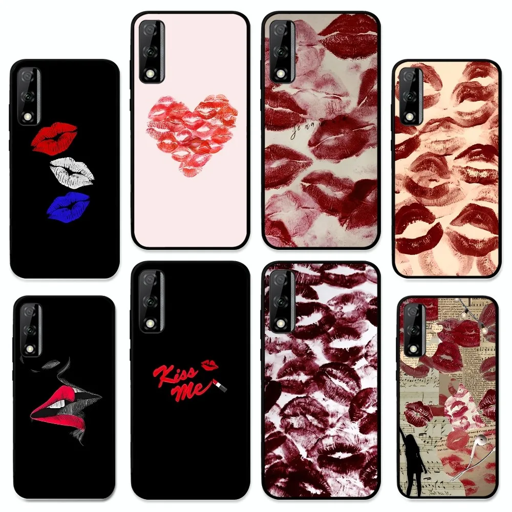 Sexy Girl red Lips Kiss Phone Case For Huawei Y9 6 7 5 Prime Enjoy 7s 7 8 plus 7a 9e 9plus 8E Lite Psmart Shell