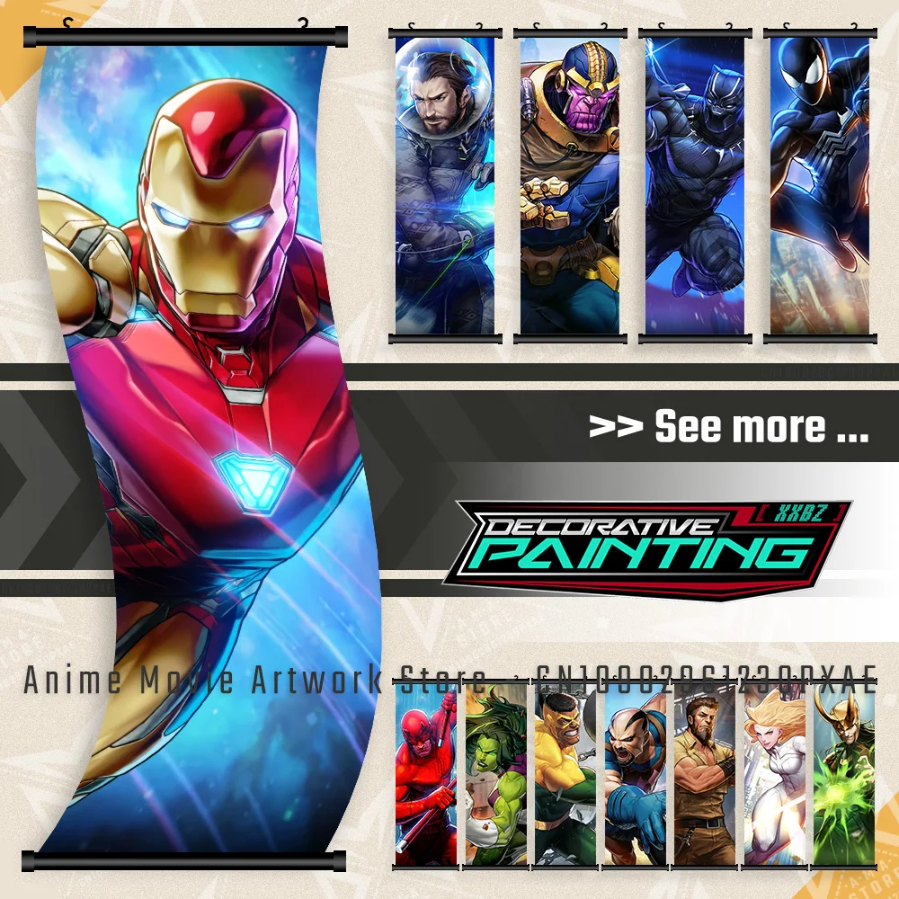 

Marvel Superhero Iron Man Wall Artwrok Canvas Scrolls Pictures Movie Anime Print Poster The Avengers Hanging Painting Home Decor