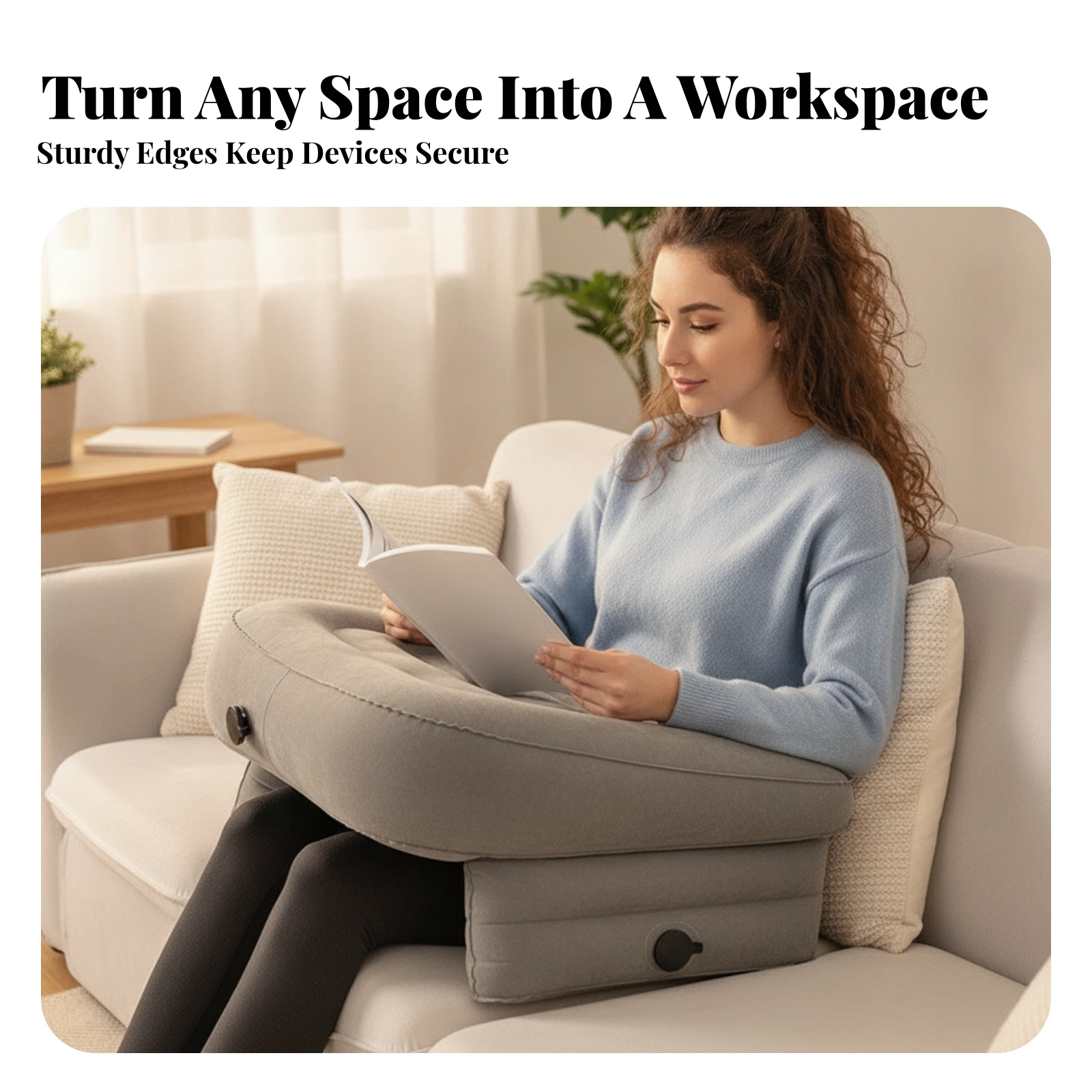 Inflatable Lap Desk Padded Foldable Lap Desk Lightweight for Gamers, Bed, Sofa