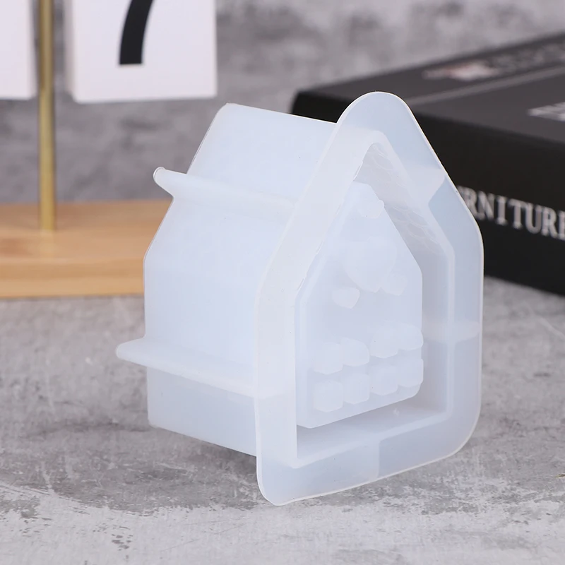 DIY Small House Candle Holder Silicone Mold Candle Base Gypsum Ornament Resin Epoxy Mold Home Crafts Decoration Storage Tools