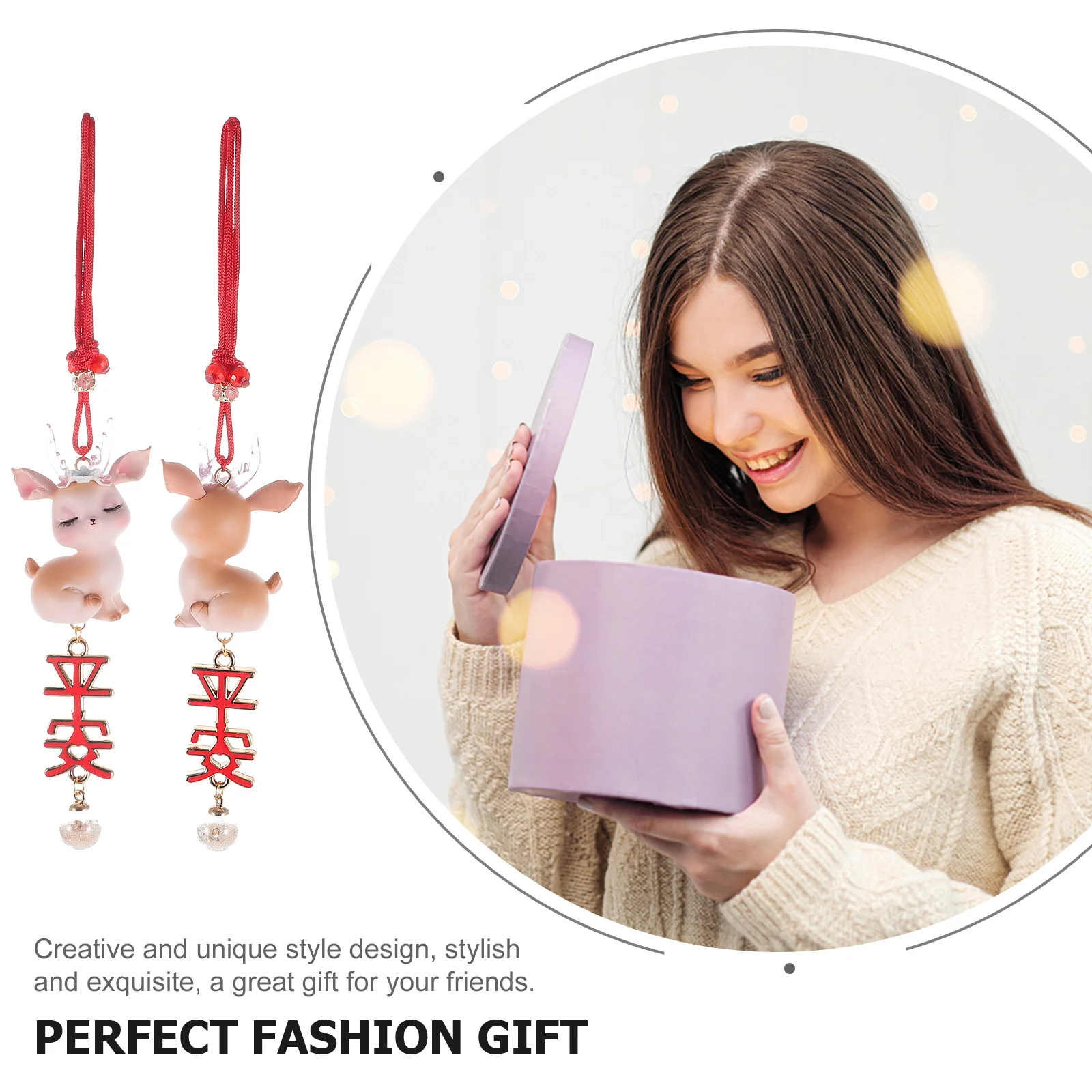 

Deer Hanging Decor Car Ornament Rearview Mirror Accessories Adorable Animal Pendant Interior Aesthetic Decoration