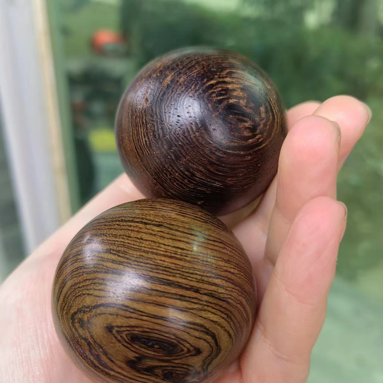 Pair Hand Massage Wood Elderly Toy Physical Wooden sphere round Ball Natural wood fitness ball health ball, Solid Ebony Hand