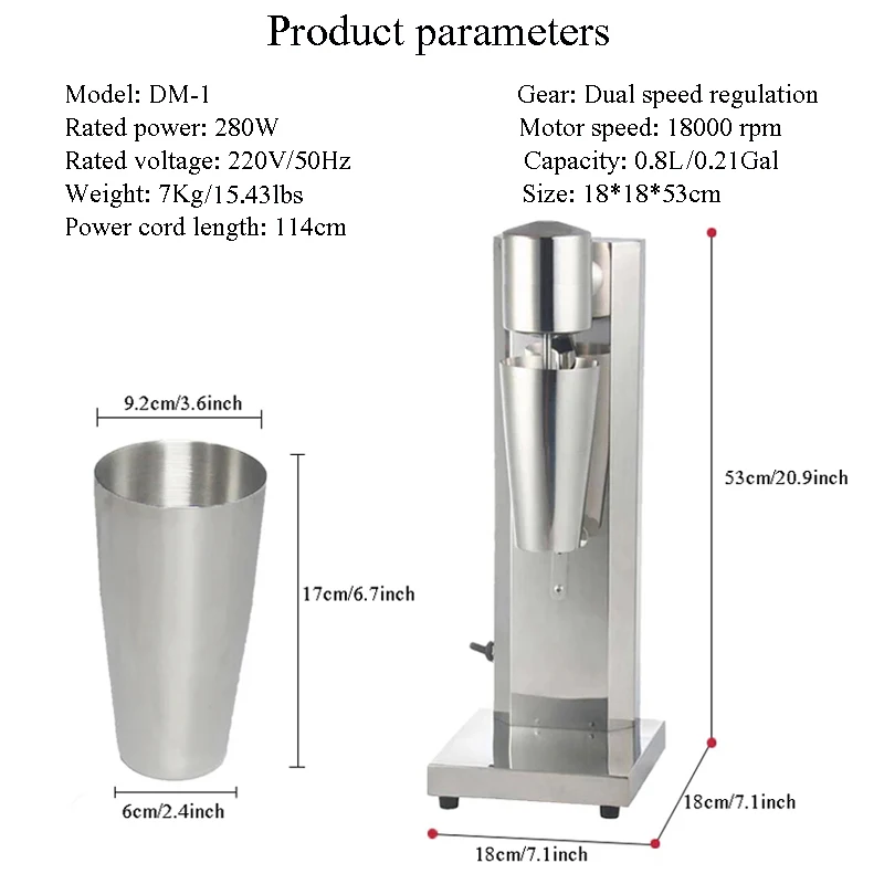 Commercial Milk Shake Machine Stainless Steel Double Head Drink Mixer Make Milks Foam/Milkshake Bubble Tea Machine