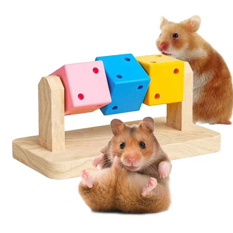 1pc Funny Colorful Wooden RubikCube shaped Interactive Chewing Toy For Small Pet Birds Parrots Hamsters Boredom Relief Toys