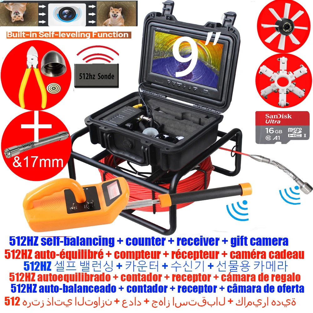 

Новая камера для осмотра канализационных труб 2026 года с локатором, 9-дюймовым IPS DVR, стекловолоконным кабелем 5 мм, AHD 1080P, бороскоп, самовыравнивающаяся, 512 Гц