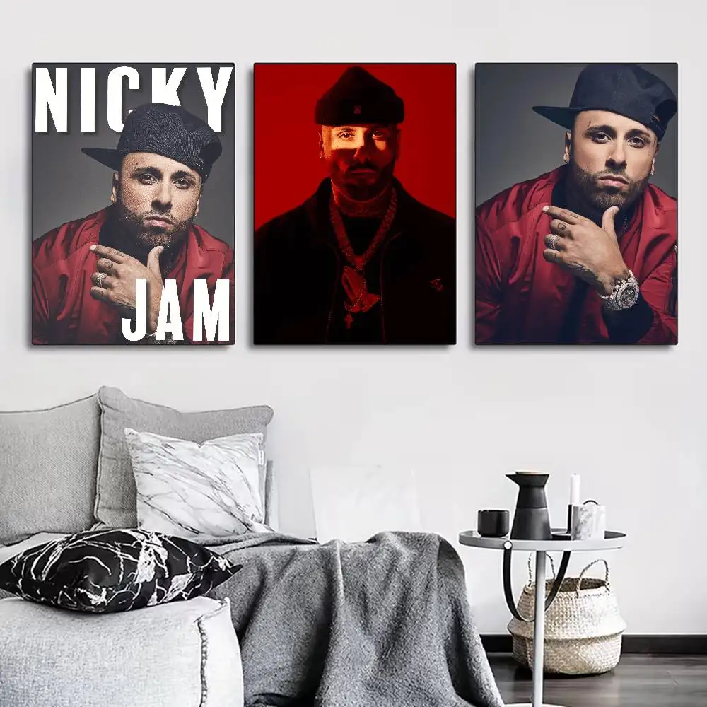 Póster de N-Nicky Jam para sala de estar, dormitorio, oficina o bar, sin marco, uso en interiores, arte de pared para dormitorio.