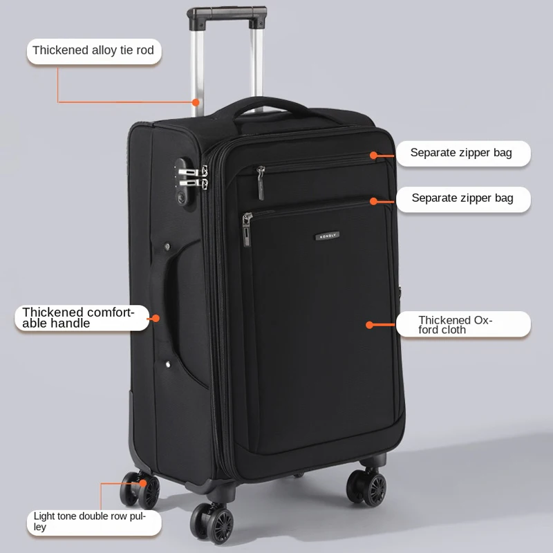 Uitbreidbare Oxford Doek Trolley Koffer Grote Capaciteit 28 Inch Koffer Trip Cabine 20 Inch Bagage Cryptografische Doos