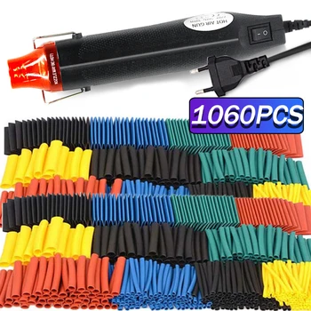 127/530/1060 peças kit de tubulação termo retrátil 2:1 fio retrátil envoltório conectar capa proteção de reparo de cabo com pistola de ar quente