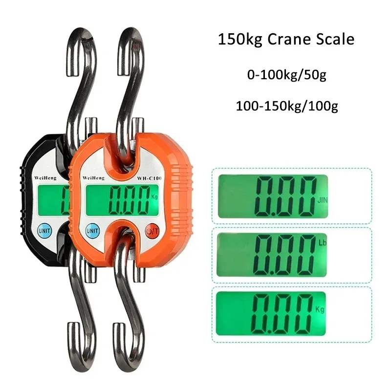 Crane Scale 150/300/500kg Heavy Duty Hanging Weighting Hook Steelyard Portable LCD Electronic Digital Industrial Crane Scale