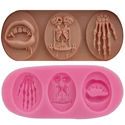 Halloween Skull Skeleton Spider Fondant Cake Silicone Decorating Tools100% Food-Grade Baking Moulds Silicone Soap Moulds