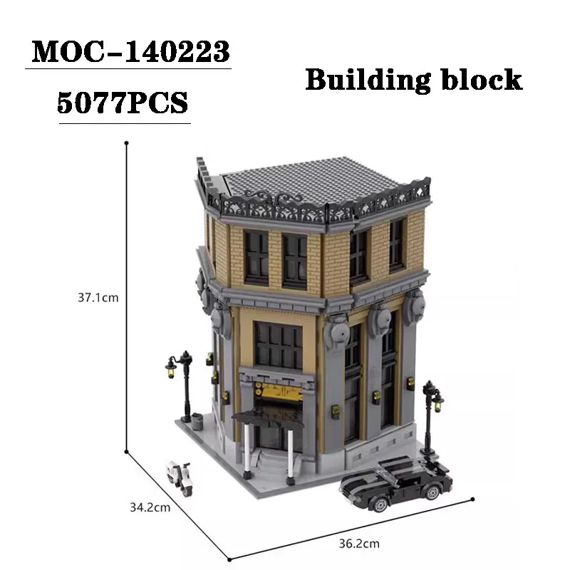 

Building Block MOC-140223 Street View Architecture City Hotel 5077PCS Adult Children's Puzzle Education Birthday Christmas Toys