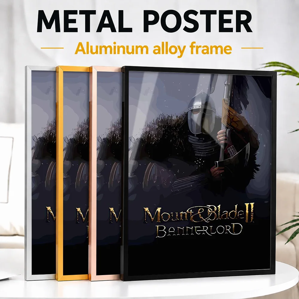 Mount And Blade II Bannerlord Framed Metal Poster Personalized Photo Immersive Action Style Wall Art For Media Room Player Gift