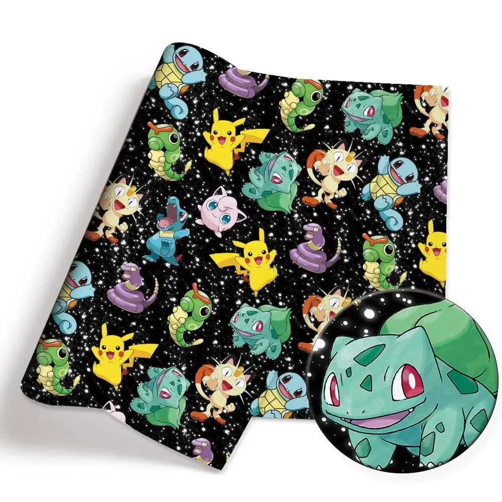 Pokemon Cartoon Fabric140*50cm Handmade Sewing Patchwork Quilting Baby Dress Home Sheet Printed Fabric Fabric Sewing Kids