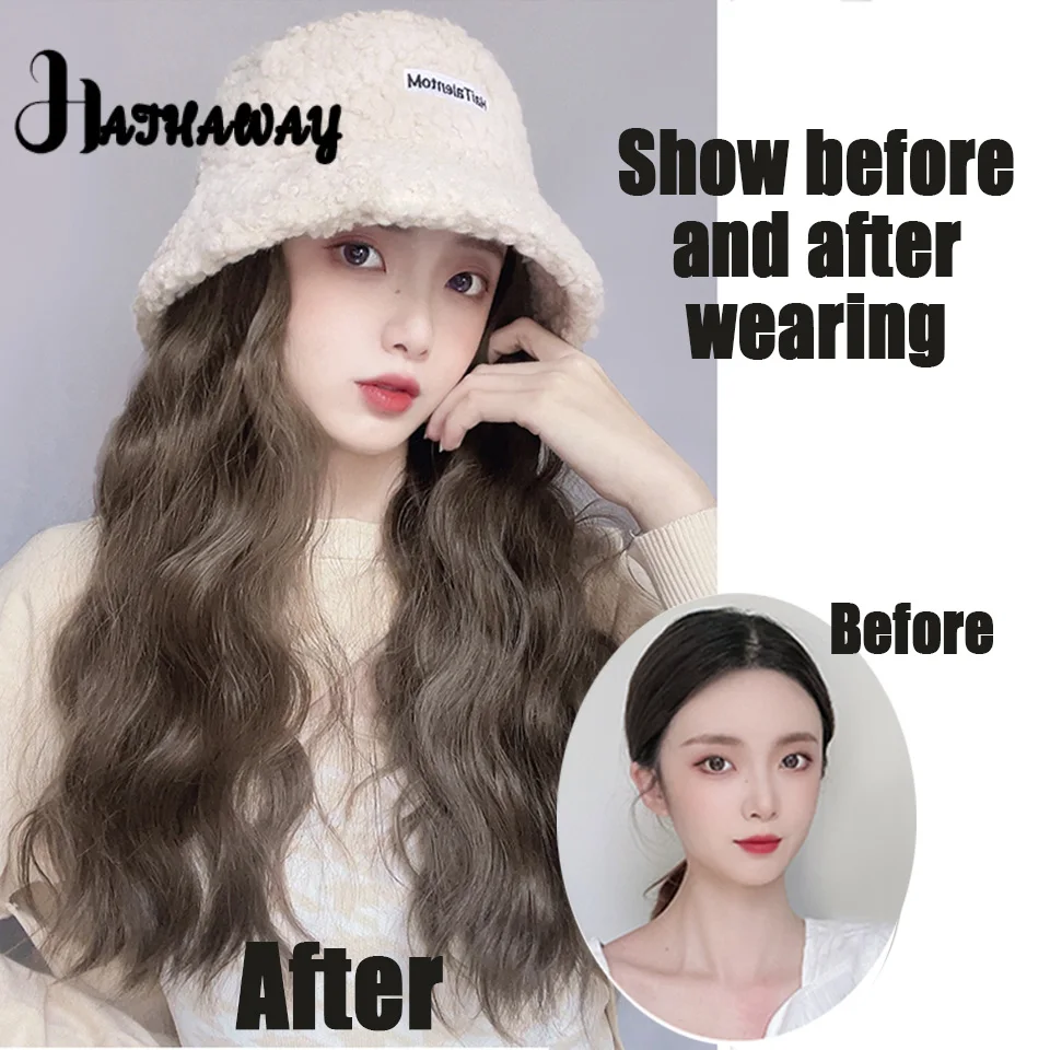 Synthetic Wig Women's Hat Wig One Autumn And Winter Fashion Online Celebrity Lamb Hair Fisherman's Hat Ripple Explosion Headgear