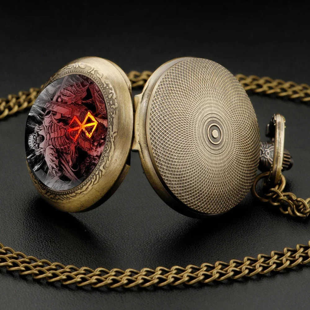 أنيمي Berserk قبة زجاج ساعة جيب كوارتز العربية الرقمية الهاتفي الرجال النساء إكسسوارات عقد ساعة الهدايا التذكارية Relógio #4