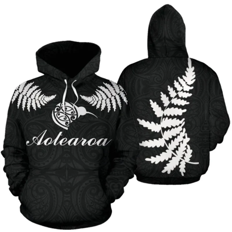 3D Print New Zealand Flag Silver Fern Black Hoodie Y2k Flag New In Hoodies & Sweatshirts For Men Pullover Women Clothes Top