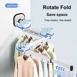 Folding Clothes Drying Rack No Punching No Install Stretchable Clothes Hanger Wall Sucker Retractable Clothes Hanger Clothesline