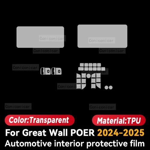 Imagen 2 del producto Para GWM POER 2024 2025 Panel de coche película tablero pegatina protectora Interior película antiarañazos accesorios de cubierta