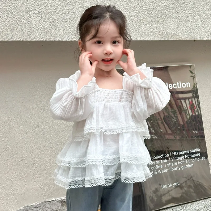 

Новая детская рубашка в корейском стиле с длинным рукавом, модель 2026 года, для девочек, весна-осень