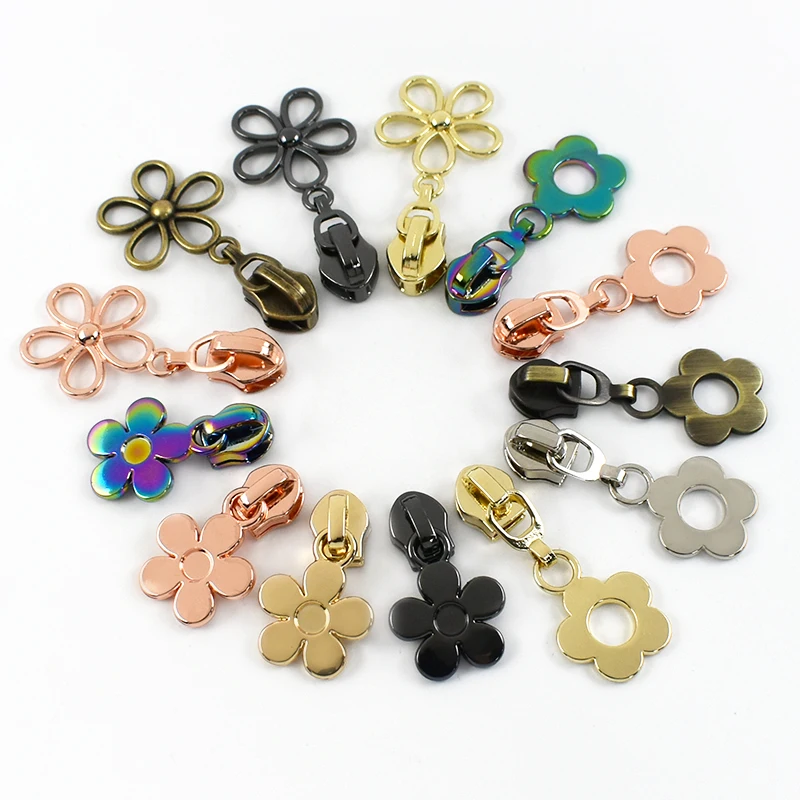 10–50 Stück Meetee 5 # Blumen-Reißverschluss-Schieber für Nylon-Klebeband, Taschenverschluss, Reißverschlüsse, zum Ziehen von Kleidung, Reißverschlüsse, Kopf-Reparatur-Sets – Detail 11