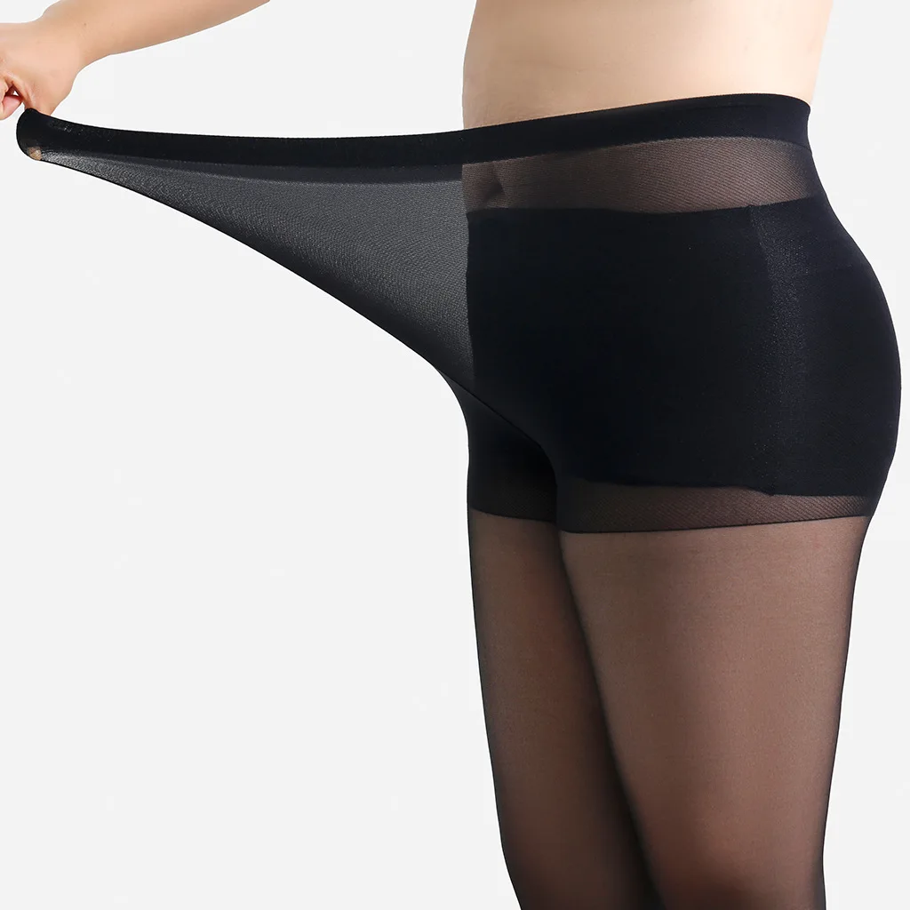 Damen Übergröße 4XL 20 Denier Schwarze Strumpfhose mit Sternenmuster auf der Rückseite Transparente Strumpfhose mit Formgebendem Bund – Detail 9