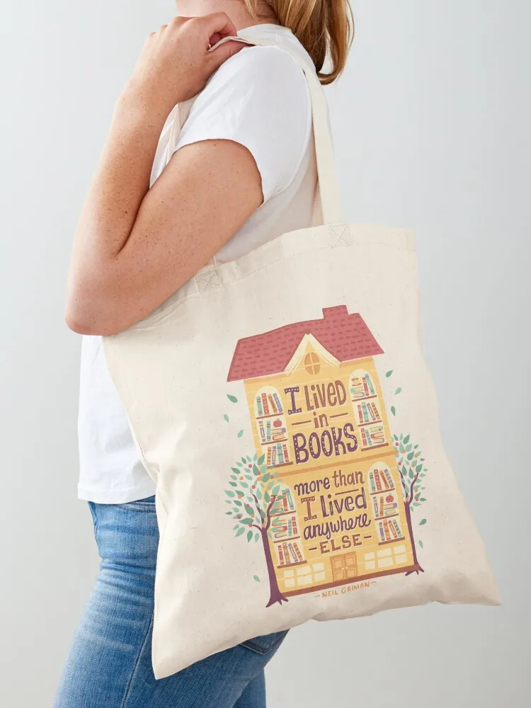 Lived in books Tote Bag canvas shopping bag tote bag men's Women's bags tote men