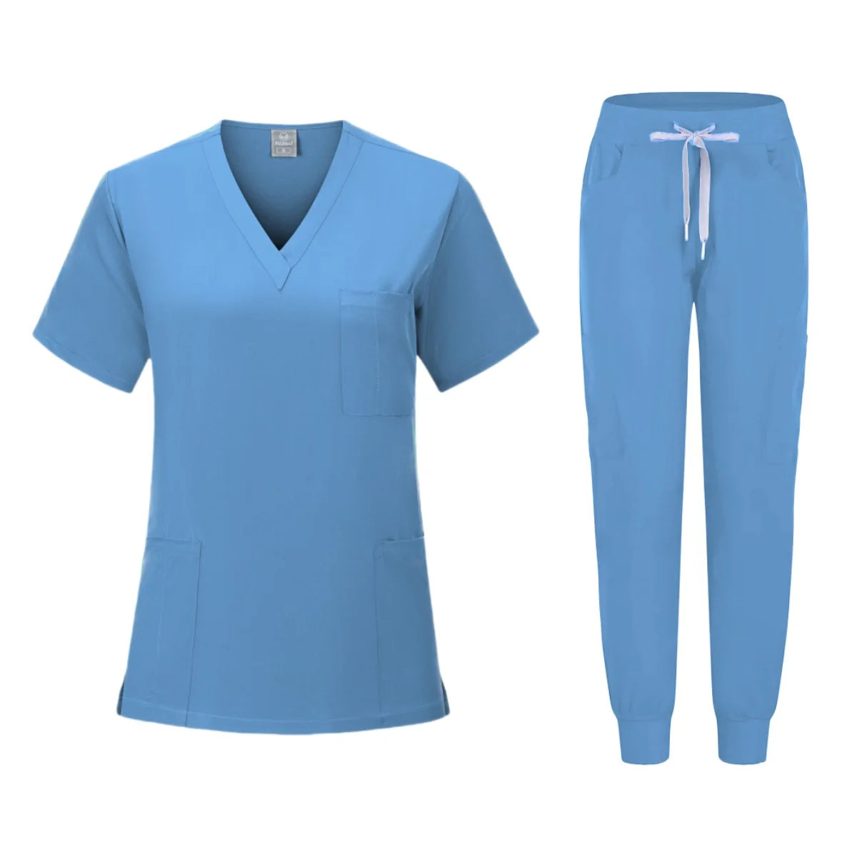 Moda bianco uniformi ospedaliere infermiera bellezza salone dentale abiti da lavoro LOGO personalizzato uniforme scrub medico Jogger set Unisex