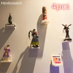 4PCS Self-Adhesive Wall Mounted Figures Display Storage Rack DIY Toy Stand Soap Sponge Holder Bathroom Shelves For Key