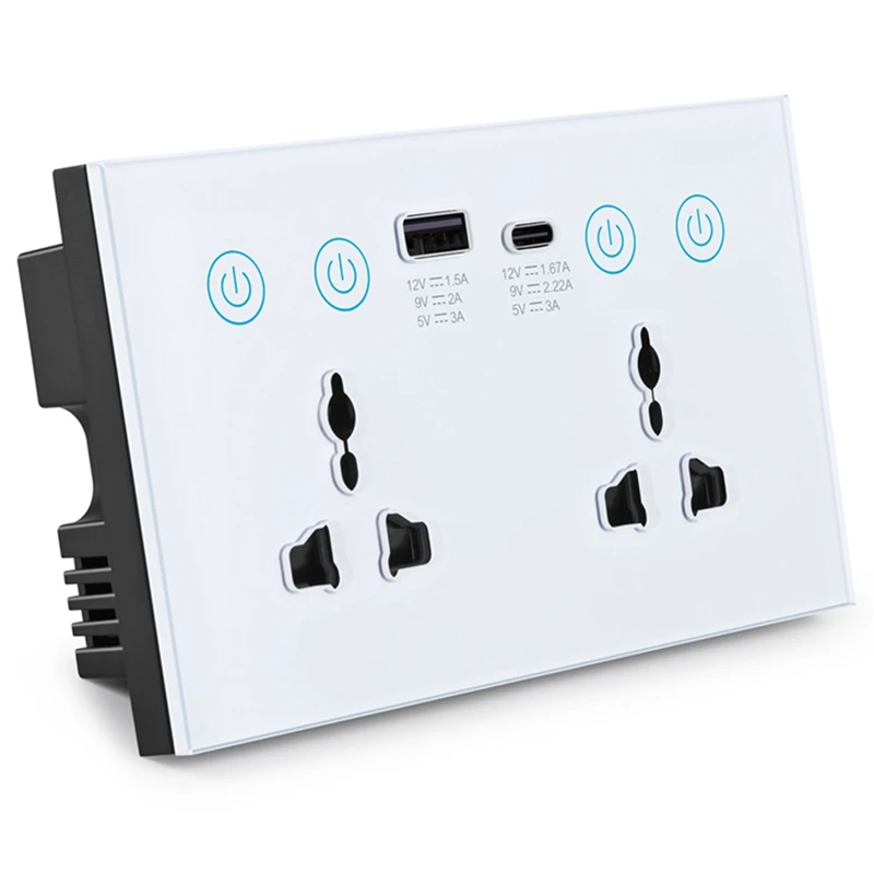 

B03C-EU UK US Universal Plug Tuya Smart Socket Switch With USB And Type-C Port Outlet Smart Life