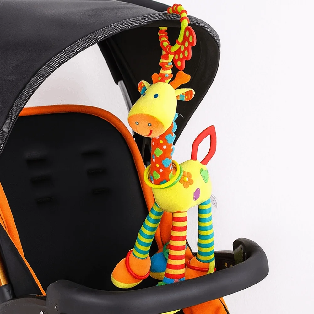 Clochettes d'animaux girafe en coton PP, poupée en peluche résistante à l'usure, hochets de girafe pour nouveau-né, jouets en peluche, Animal de dessin animé sensoriel