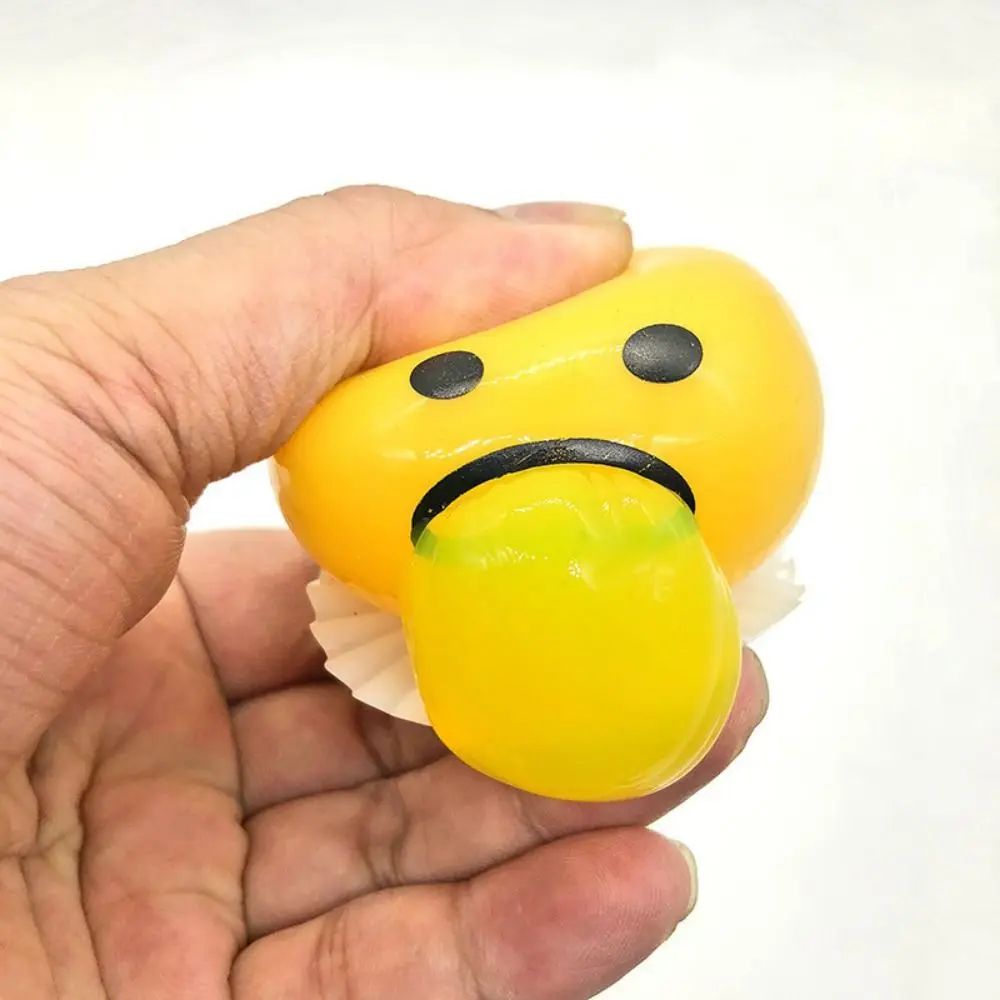 Fluid Vomiting Egg Yolk Pinch Toys Puking Non Stick Vomiting Egg Yolk Squeezing Toy Funny Super Soft