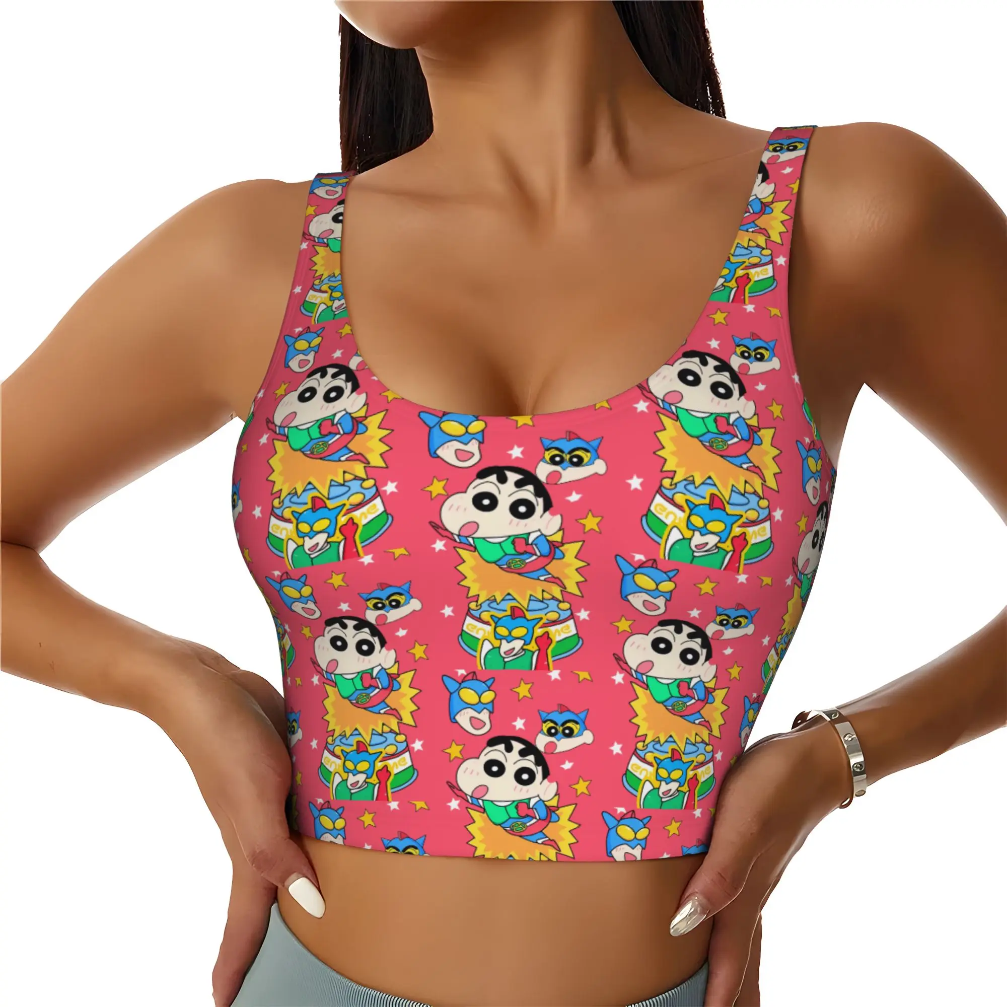Custom High Impact Shinnosukes Himawaris Anime Sports Bra for Women Kazamas Sakuradas Game Gym Workout Yoga Crop Top